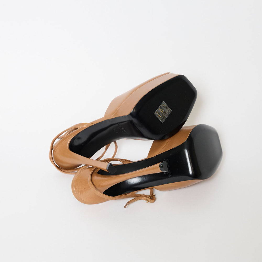 Saint Laurent La Scandale Tan Pumps Sz 38.5