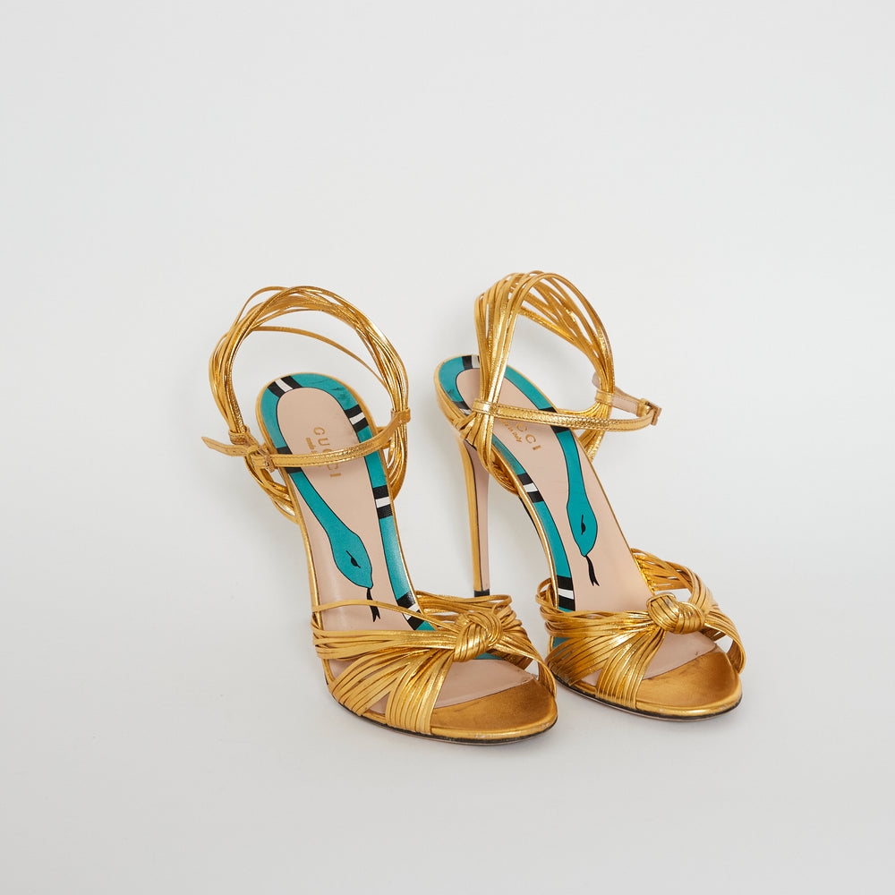 Gucci Gold Allie Knot Sandal Sz 39