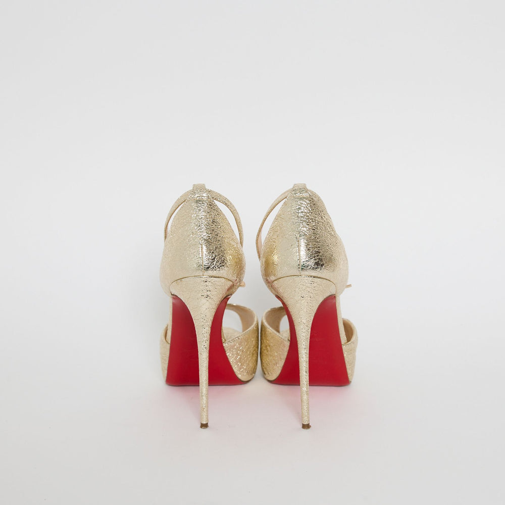 Christian Louboutin Aketata 120mm gold platform heel Sz 39