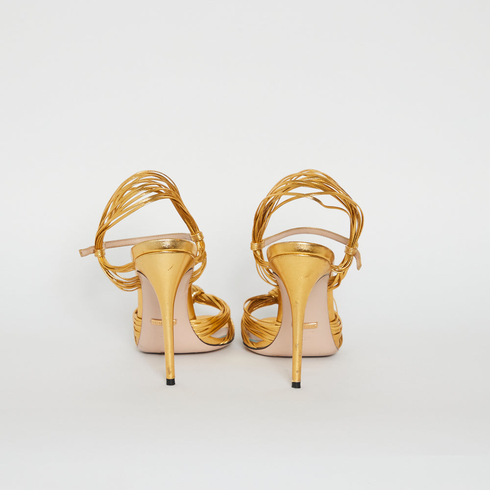 Gucci Gold Allie Knot Sandal Sz 39
