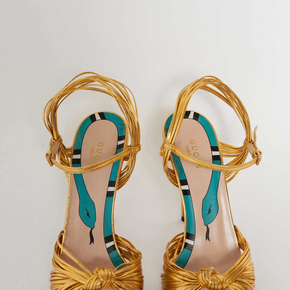 Gucci Gold Allie Knot Sandal Sz 39