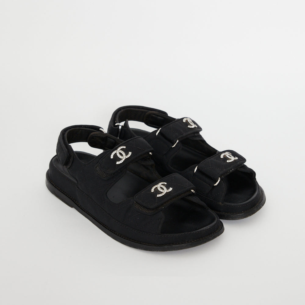 Chanel Cloth Crystal CC Dad Sandal