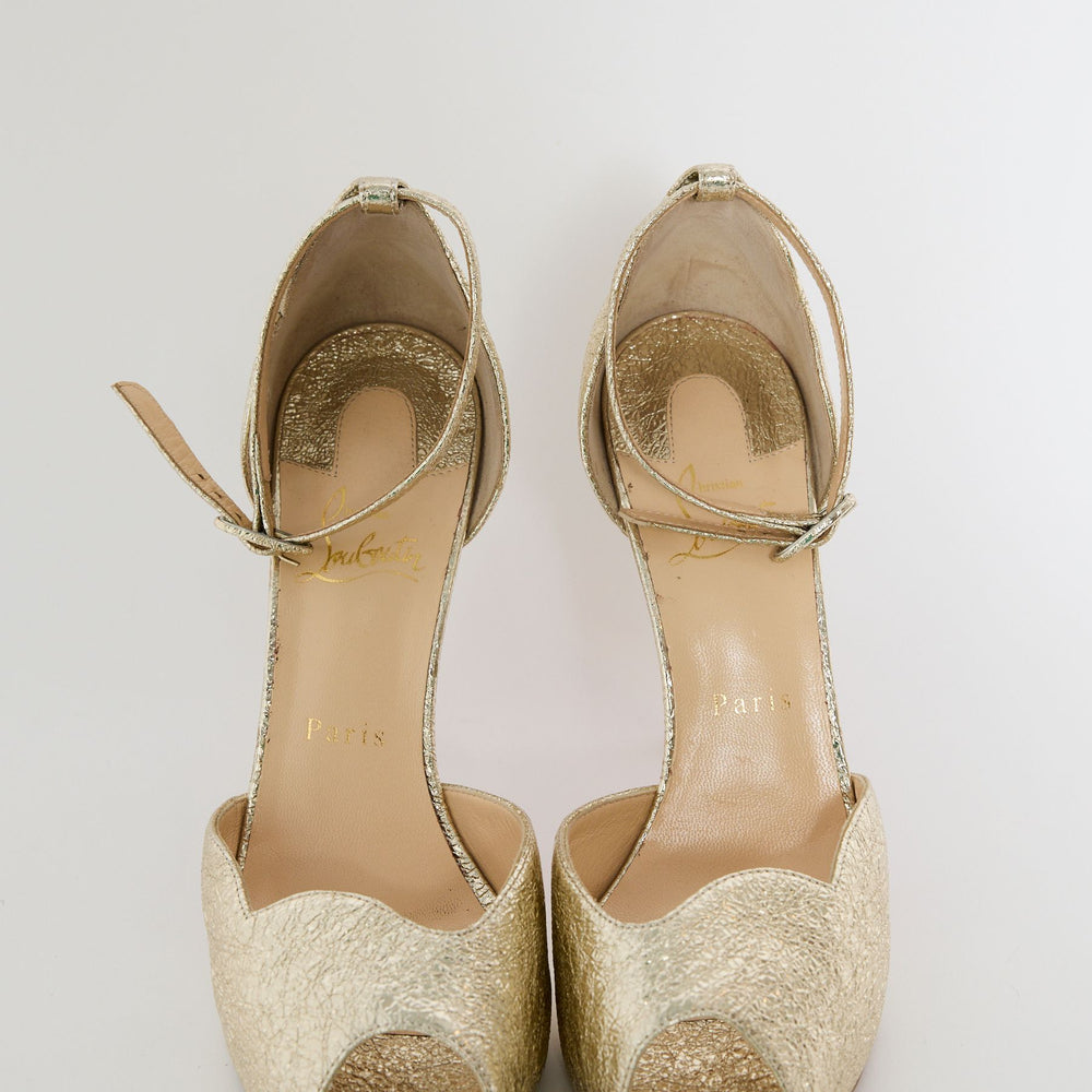 Christian Louboutin Aketata 120mm gold platform heel Sz 39