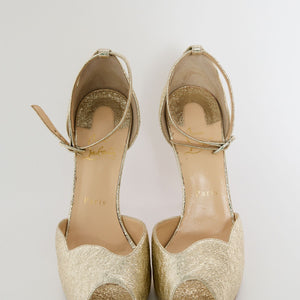 Christian Louboutin Aketata 120mm gold platform heel Sz 39