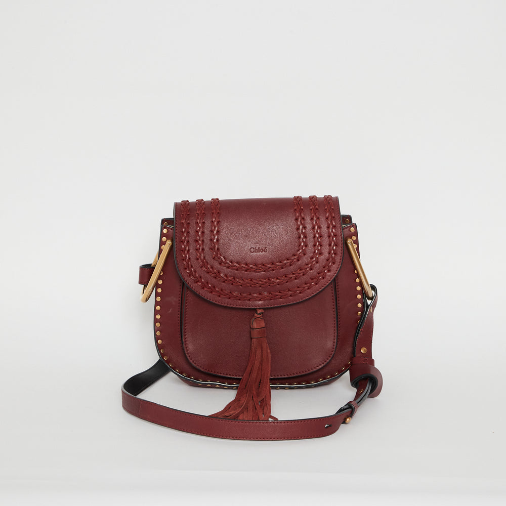
            
                Load image into Gallery viewer, Chloe Burgundy Leather Small Braided Hudson Shoulder Bag
            
        