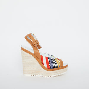 
            
                Load image into Gallery viewer, Hermes Multicolour Canvas Wedge Espadrille Sz 37
            
        