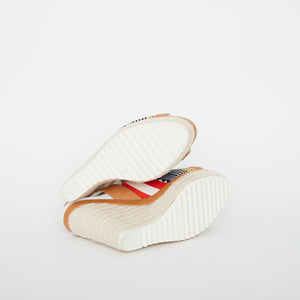 
            
                Load image into Gallery viewer, Hermes Multicolour Canvas Wedge Espadrille Sz 37
            
        