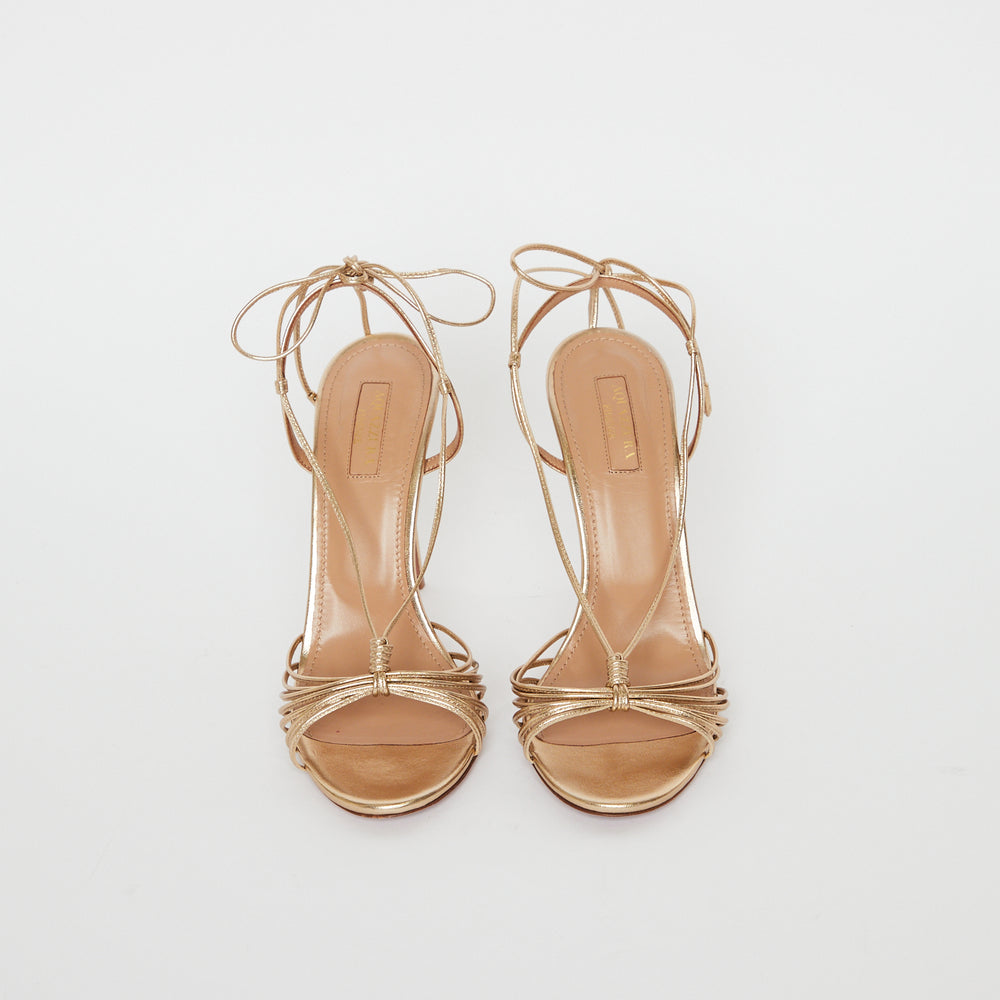 Aquazzura Gold Sandal Sz 38.5 â The Luxe Base