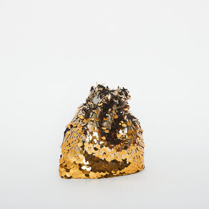 
            
                Load image into Gallery viewer, PRADA gold sequins embellished drawstring pouch evening party bag
            
        