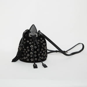 Saint Laurent Anja Bucket Bag Studded Suede Small