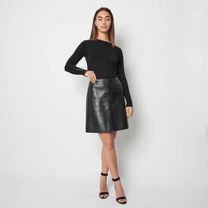 Louis Vuitton One Pocket Leather Skirt Sz 39