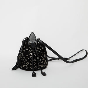 Saint Laurent Anja Bucket Bag Studded Suede Small
